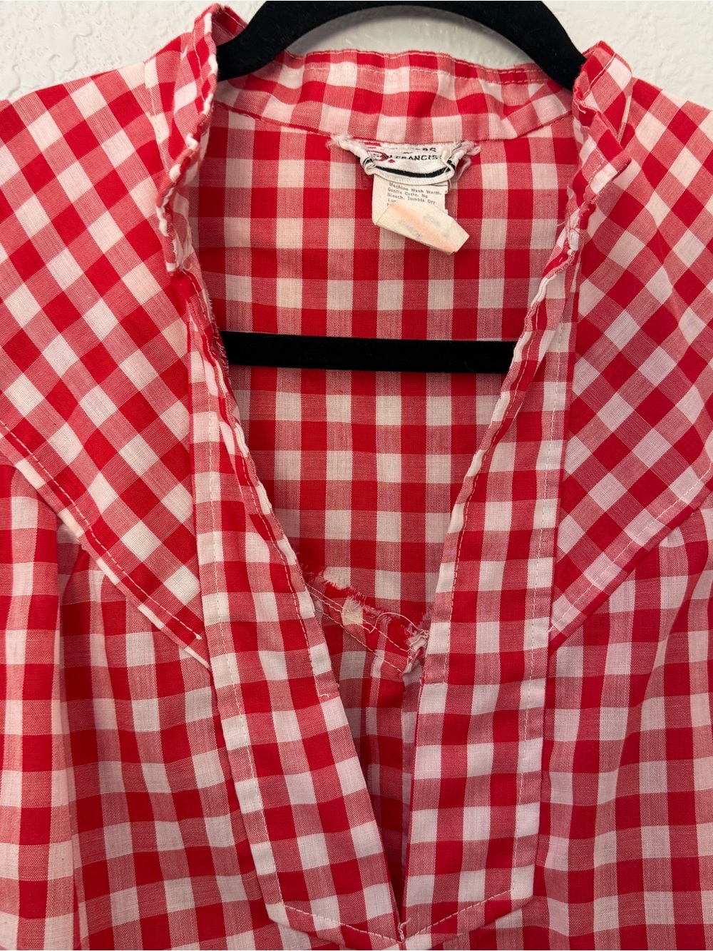 Vintage 1970s Red Gingham A line Shift Dress - Picture 5 of 14
